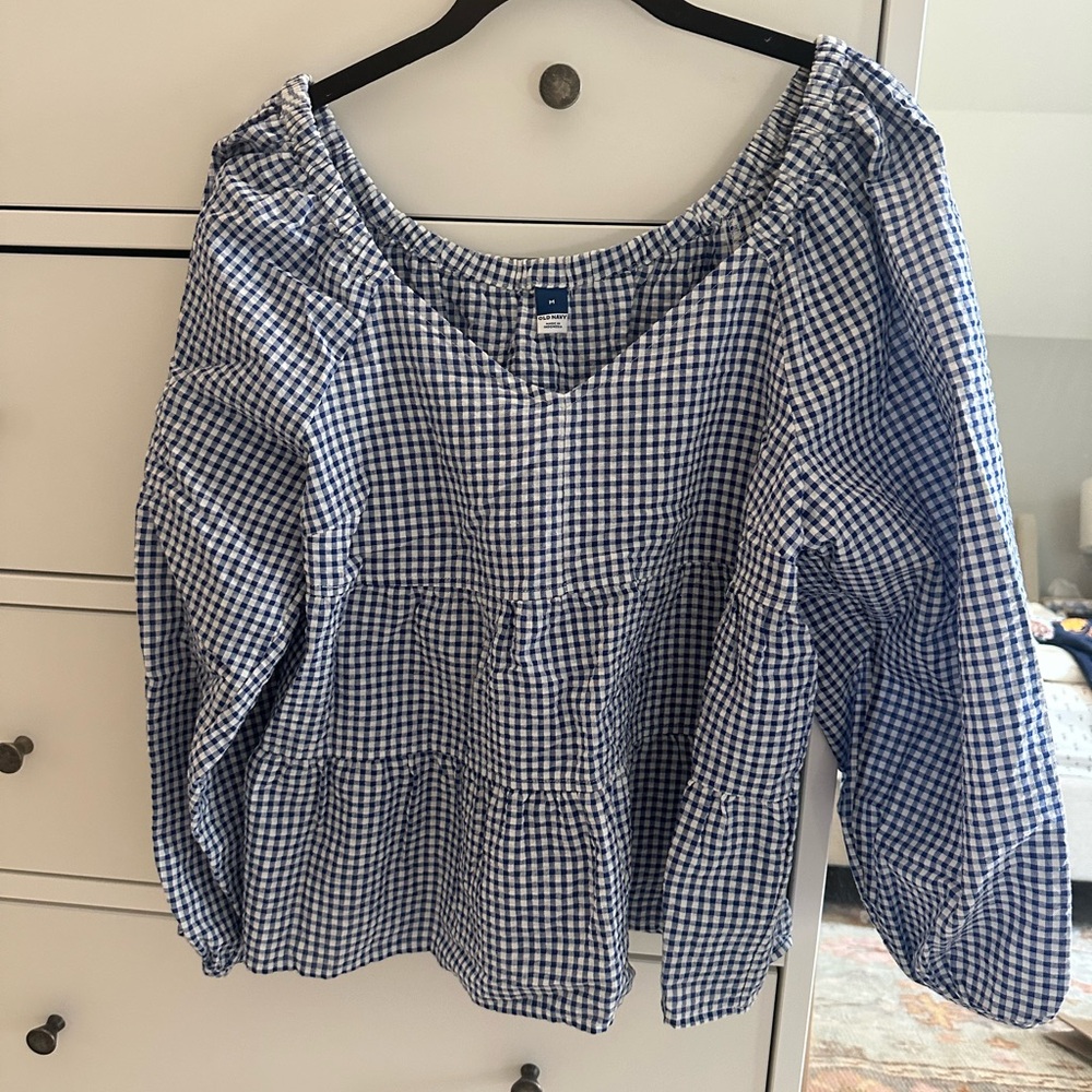 Old Navy Blue Checkered Women's Blouse